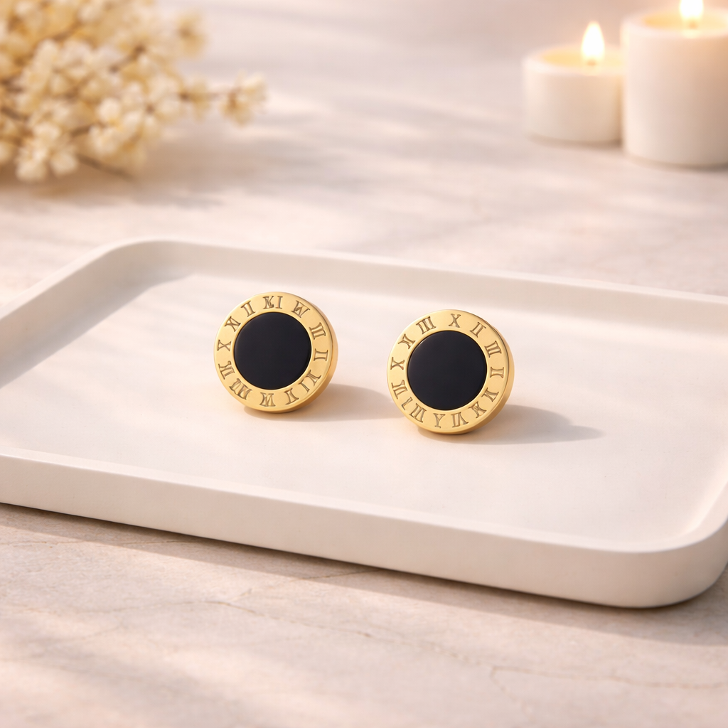 Black Roman Earrings